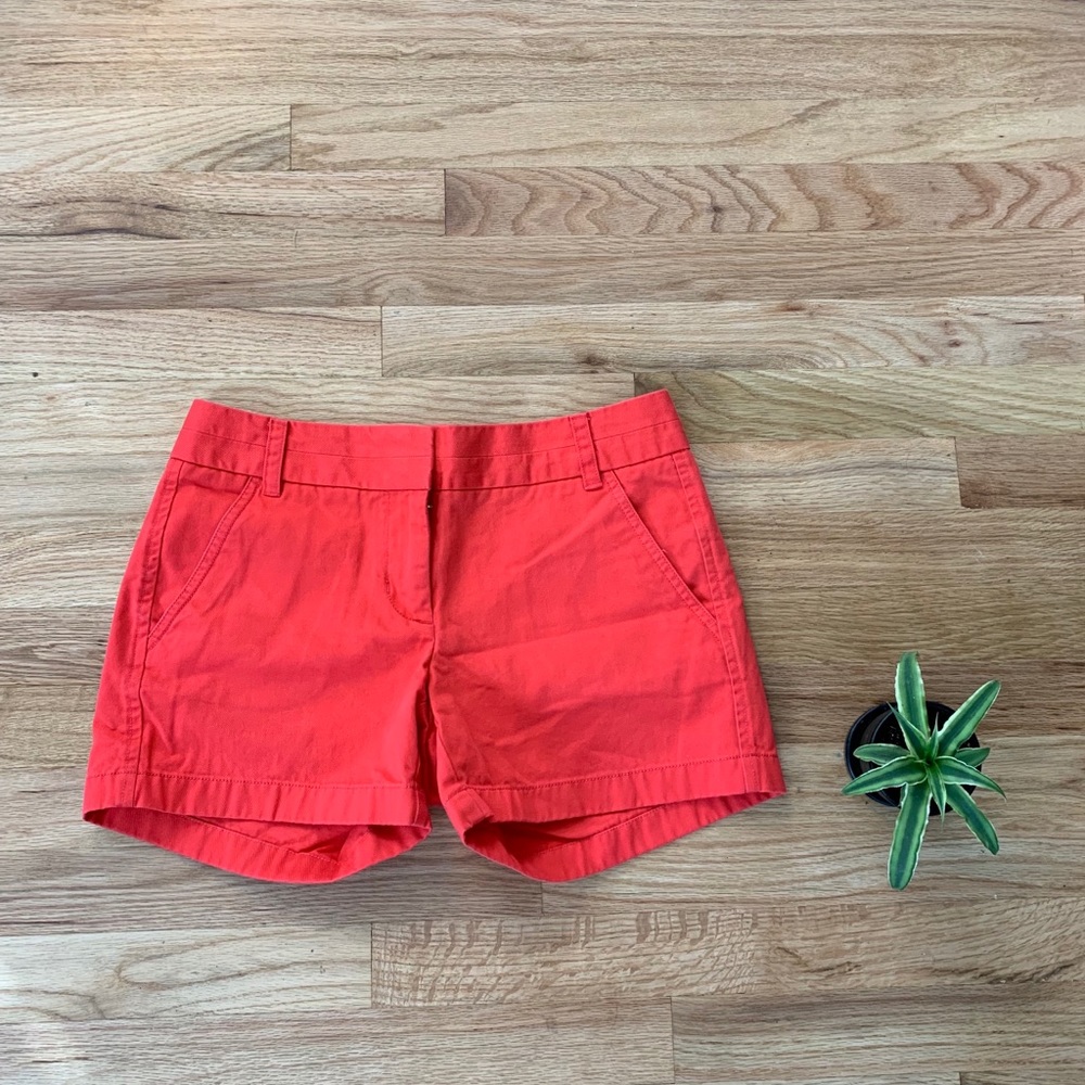 J.Crew Chino Sz 0 Coral 4in Shorts EUC